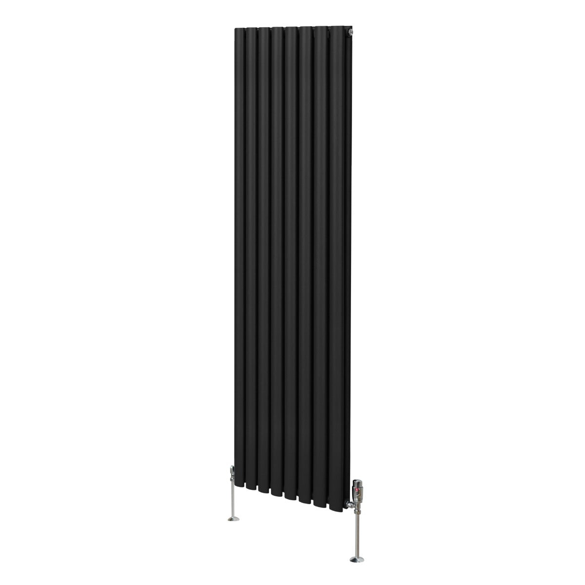 Radiatorer med Ovala Kolumner & Kromventiler - 1800mm x 480mm – Svart
