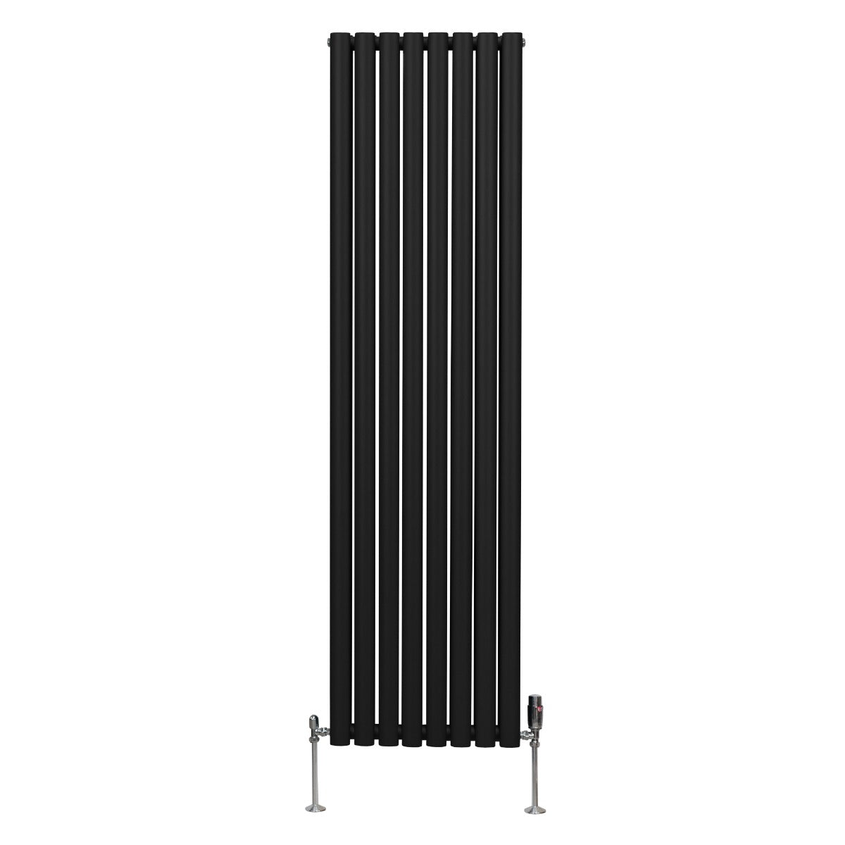 Radiatorer med Ovala Kolumner & Kromventiler - 1800mm x 480mm – Svart