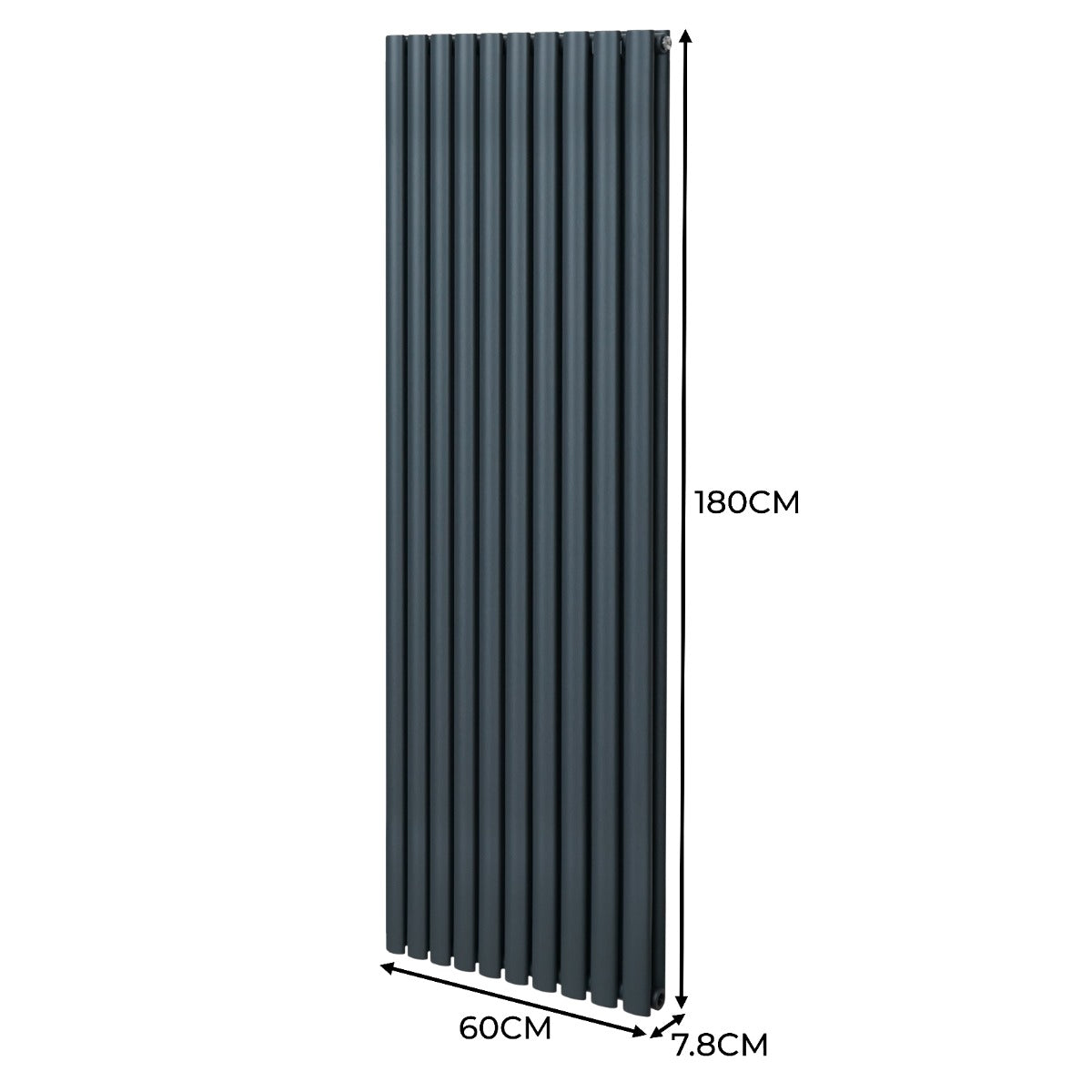 Radiatorer med Ovala Kolumner & Kromventiler - 1800mm x 600mm – Grå