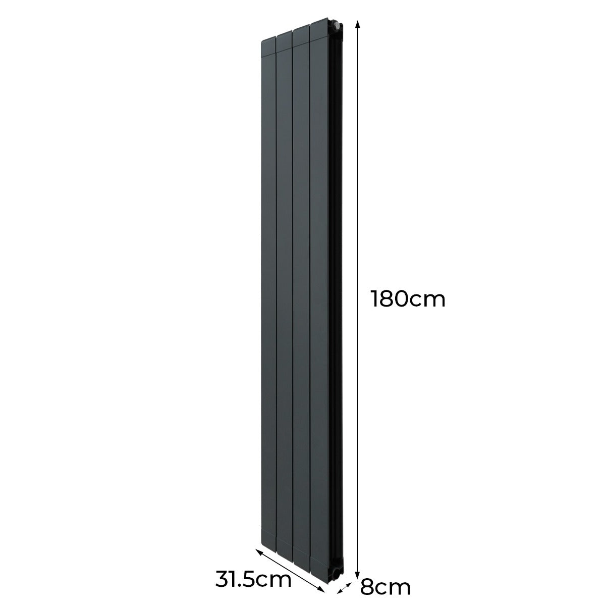 Aluminiumradiator & Ventiler - 1800mm x 315mm - Antracitgrå