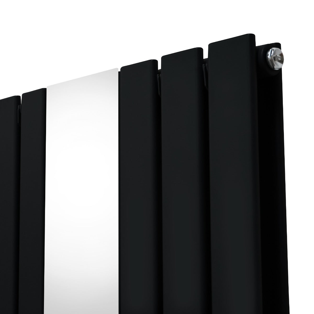 Platt Spegelradiator & Ventiler - 1800mm x 425mm – Svart