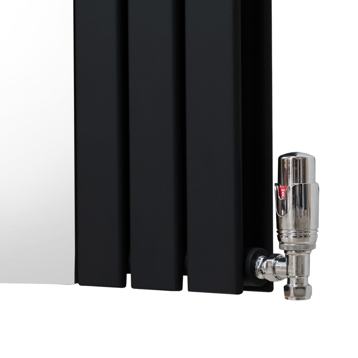 Platt Spegelradiator & Ventiler - 1800mm x 425mm – Svart