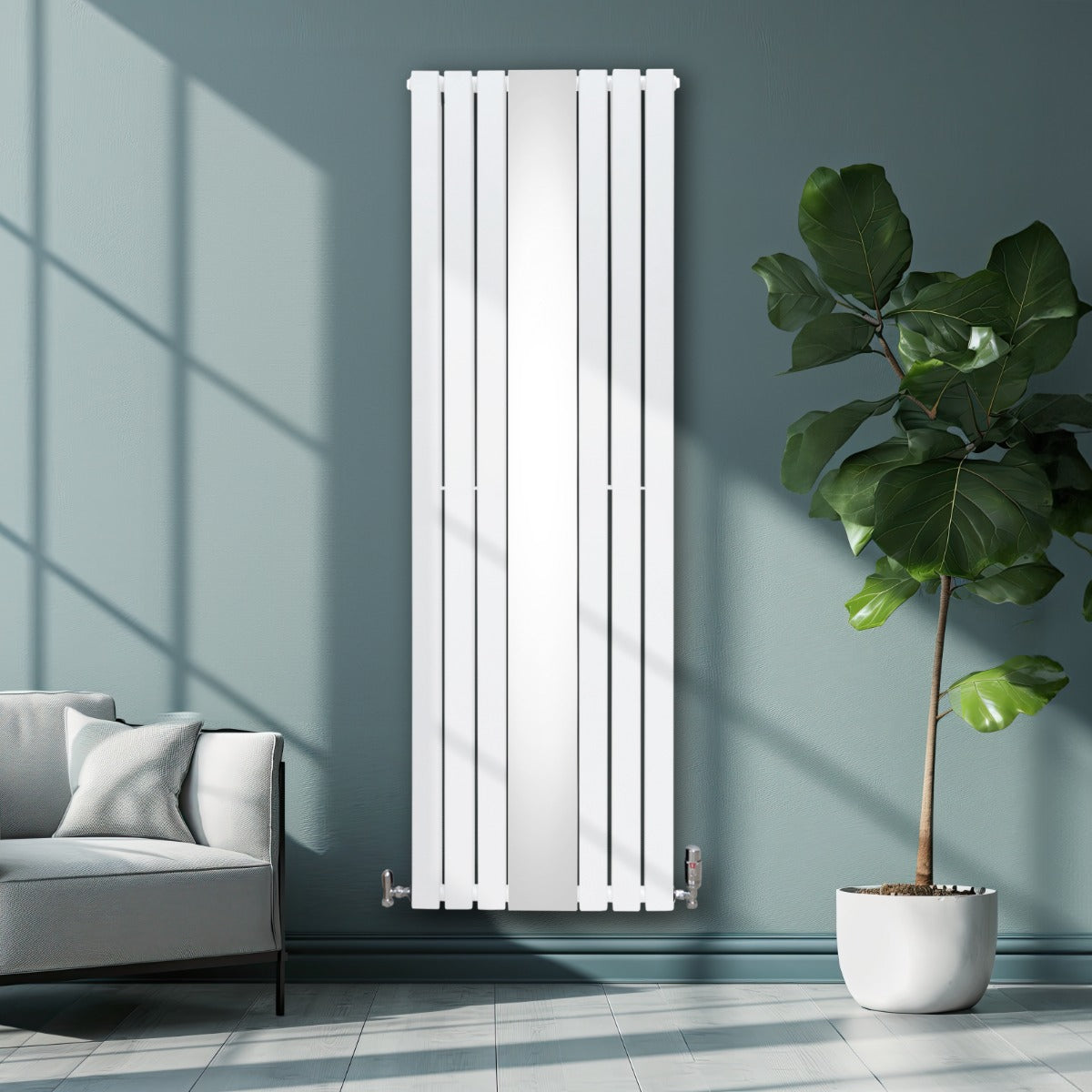 Platt Spegelradiator & Ventiler - 1800mm x 565mm – Vit