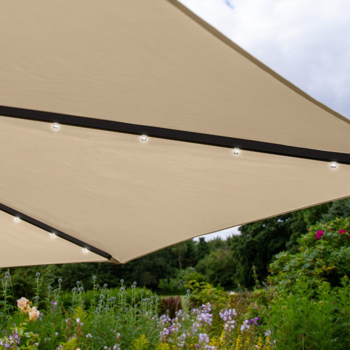 Beige 3m LED Cantilever Parasoll