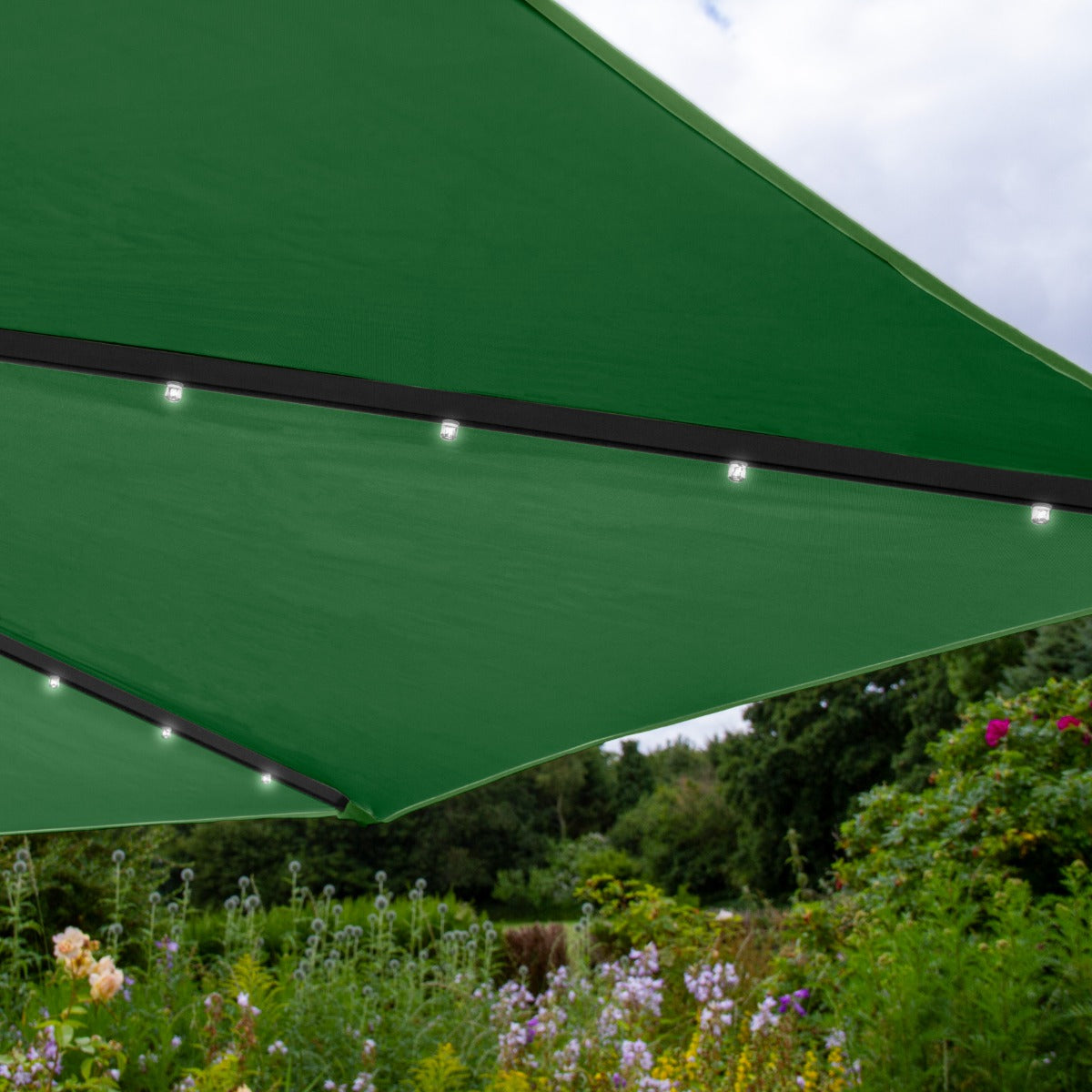 Grönt 3m LED Cantilever Parasoll