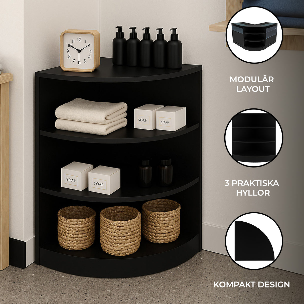 LM60 Hörndisk för butik – Svart