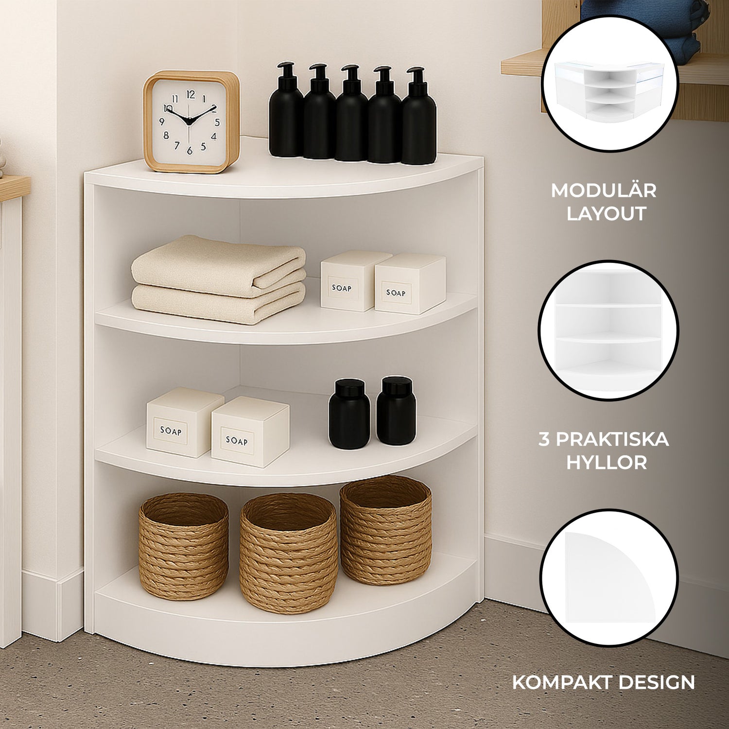 LM60 Hörndisk för butik – Vit