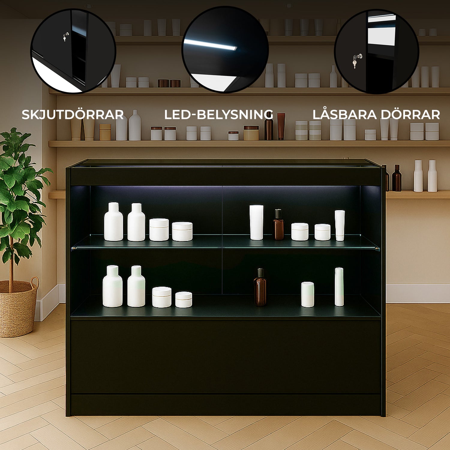 C1200 Butiksmodul med LED – Svart