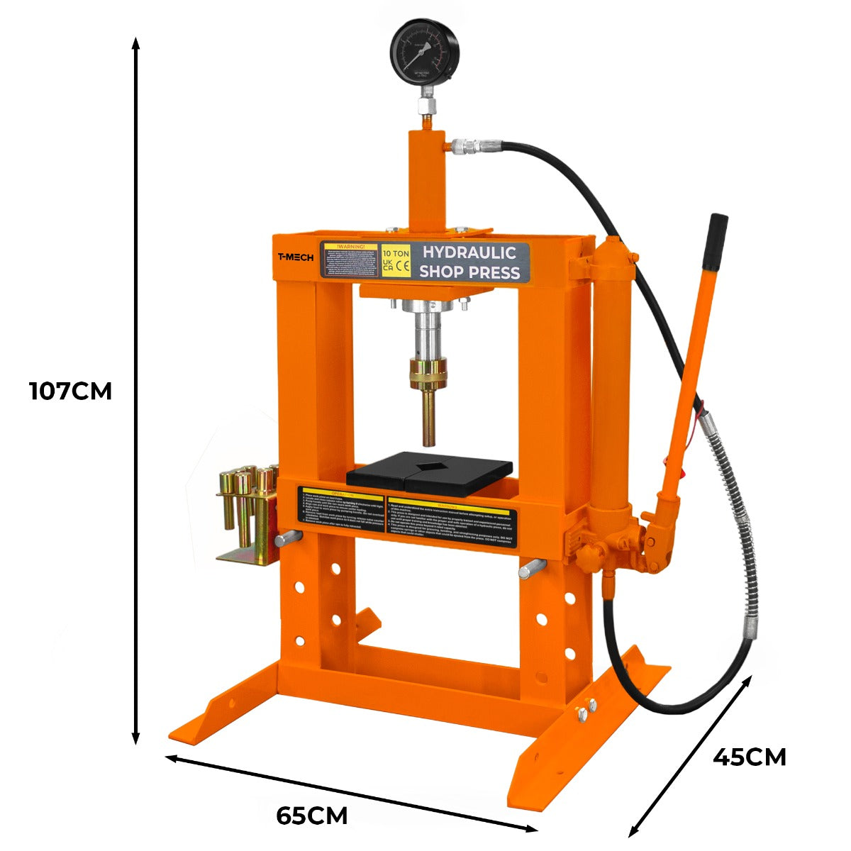 Hydraulisk Verkstadspress med Manometer – 10 Ton