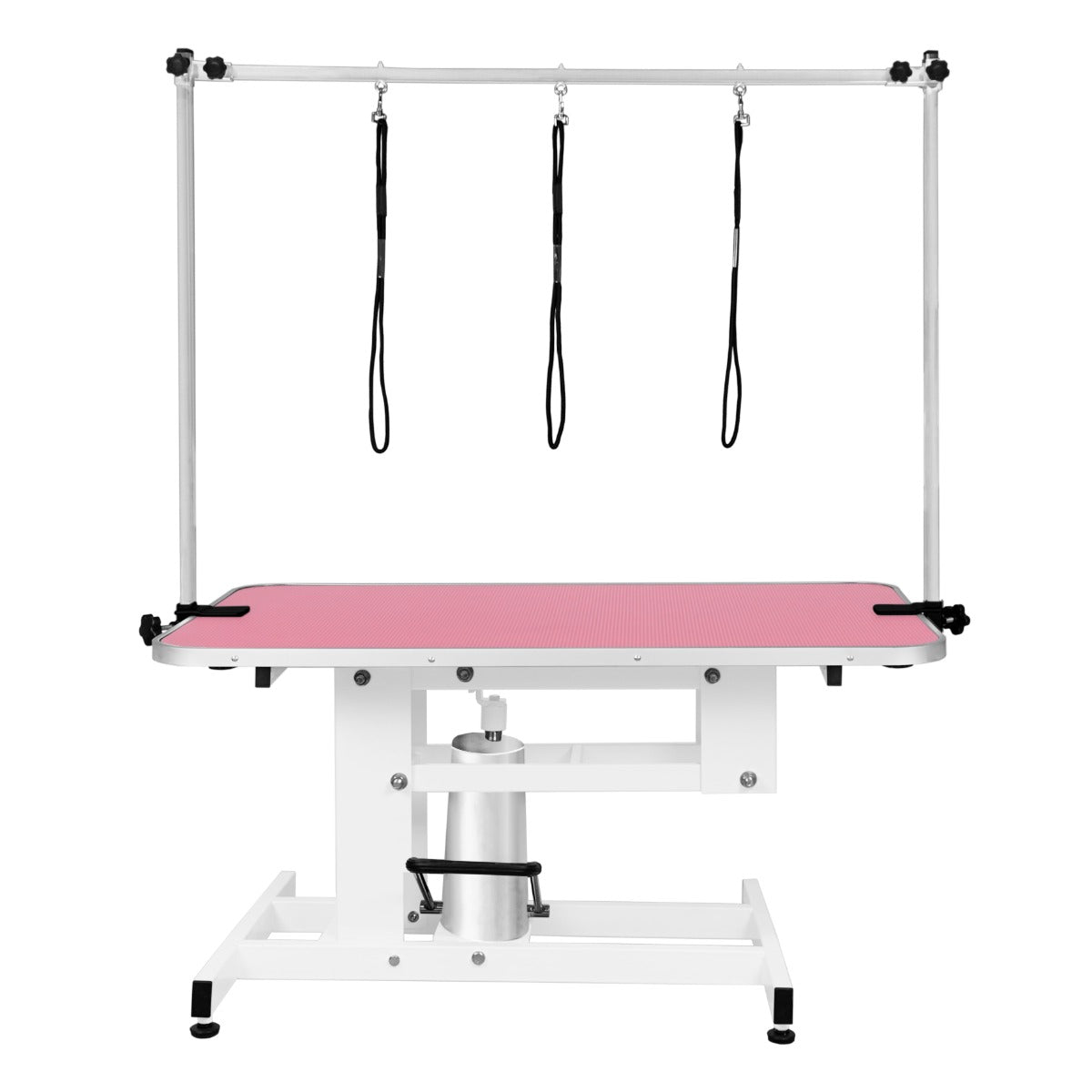 Vitt Hydrauliskt Bord för Husdjurstrimning - Rosa Bordsyta