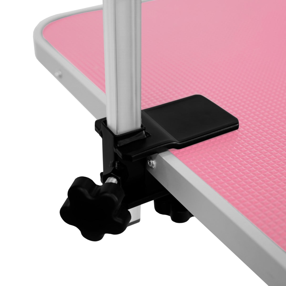 Vitt Hydrauliskt Bord för Husdjurstrimning - Rosa Bordsyta