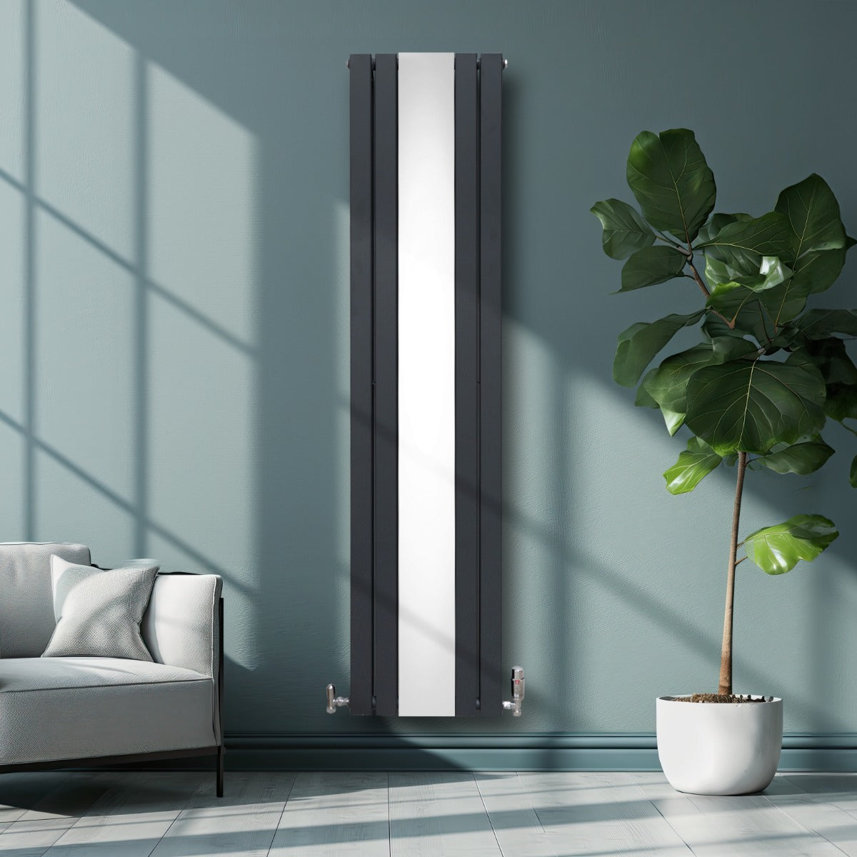 Platt Spegelradiator - 1800mm x 425mm – Grå