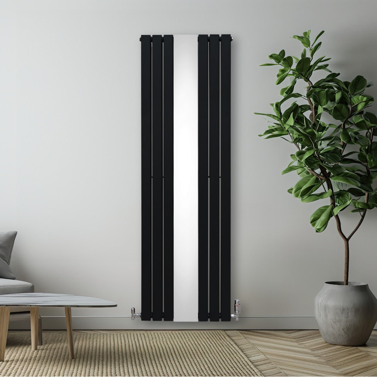 Platt Spegelradiator - 1800mm x 565mm – Svart