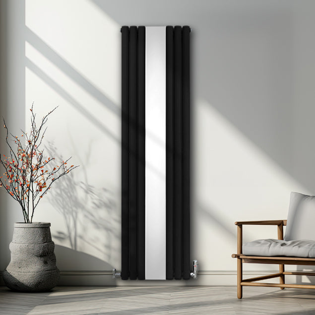 Oval Spegelradiator - 1800mm x 500mm – Svart