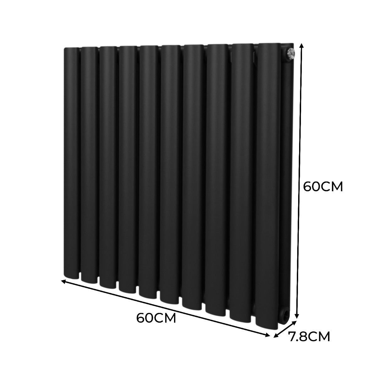 Radiatorer med Ovala Kolumner – 600mm x 600mm – Svart