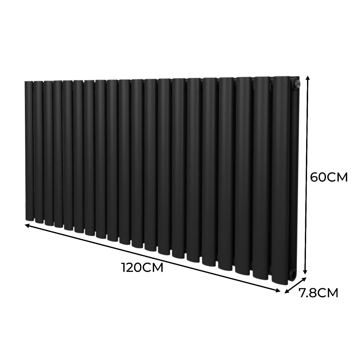 Radiatorer med Ovala Kolumner – 600mm x 1200mm – Svart