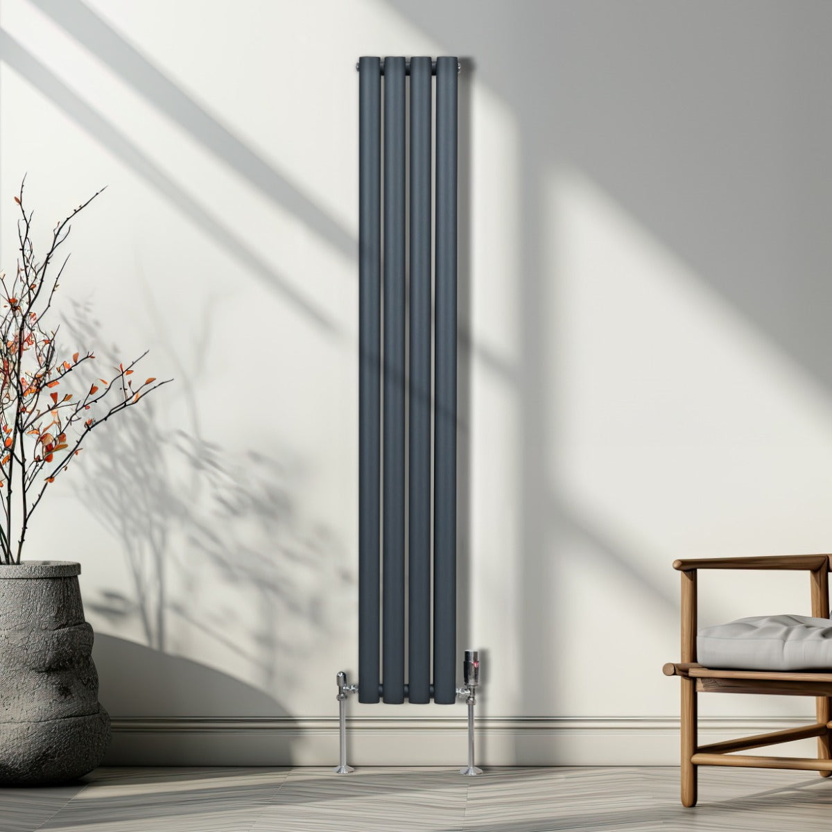 Radiatorer med Ovala Kolumner – 1600mm x 240mm – Grå