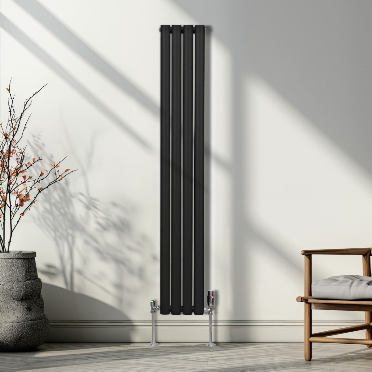 Radiatorer med Ovala Kolumner – 1600mm x 240mm – Svart