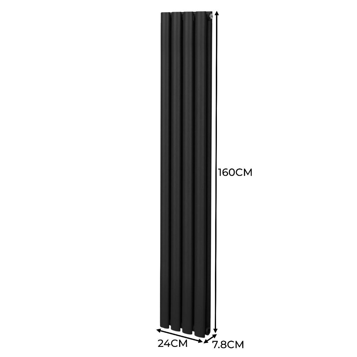 Radiatorer med Ovala Kolumner – 1600mm x 240mm – Svart