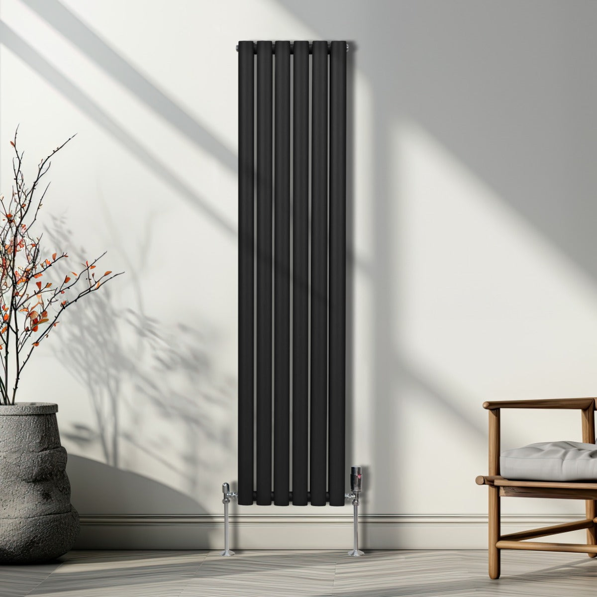 Radiatorer med Ovala Kolumner – 1600mm x 360mm – Svart