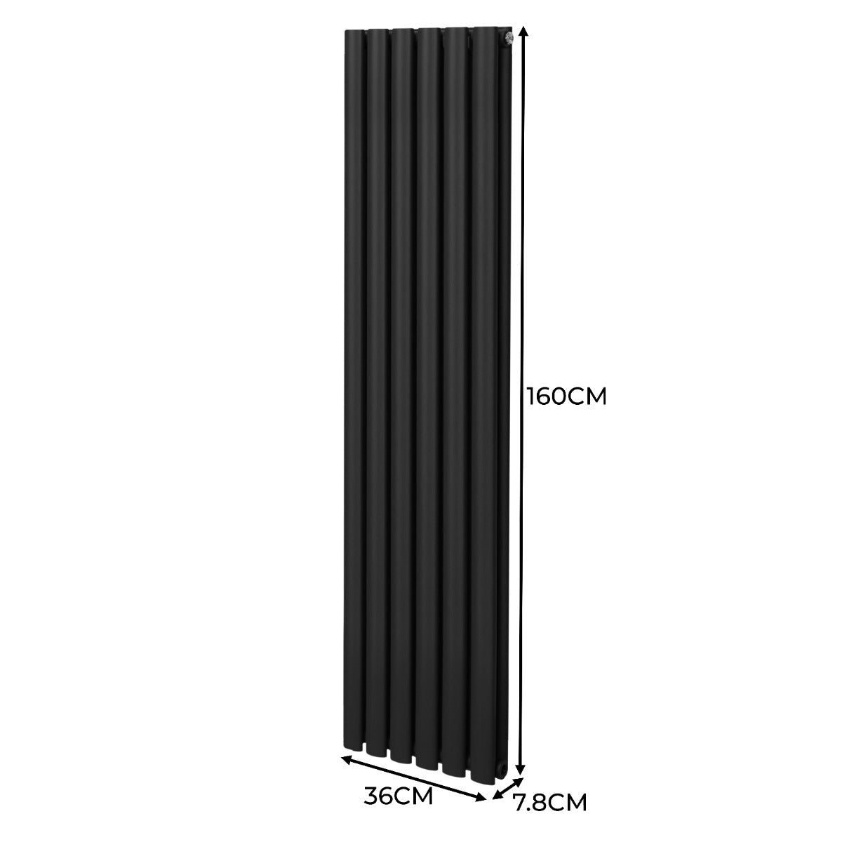 Radiatorer med Ovala Kolumner – 1600mm x 360mm – Svart