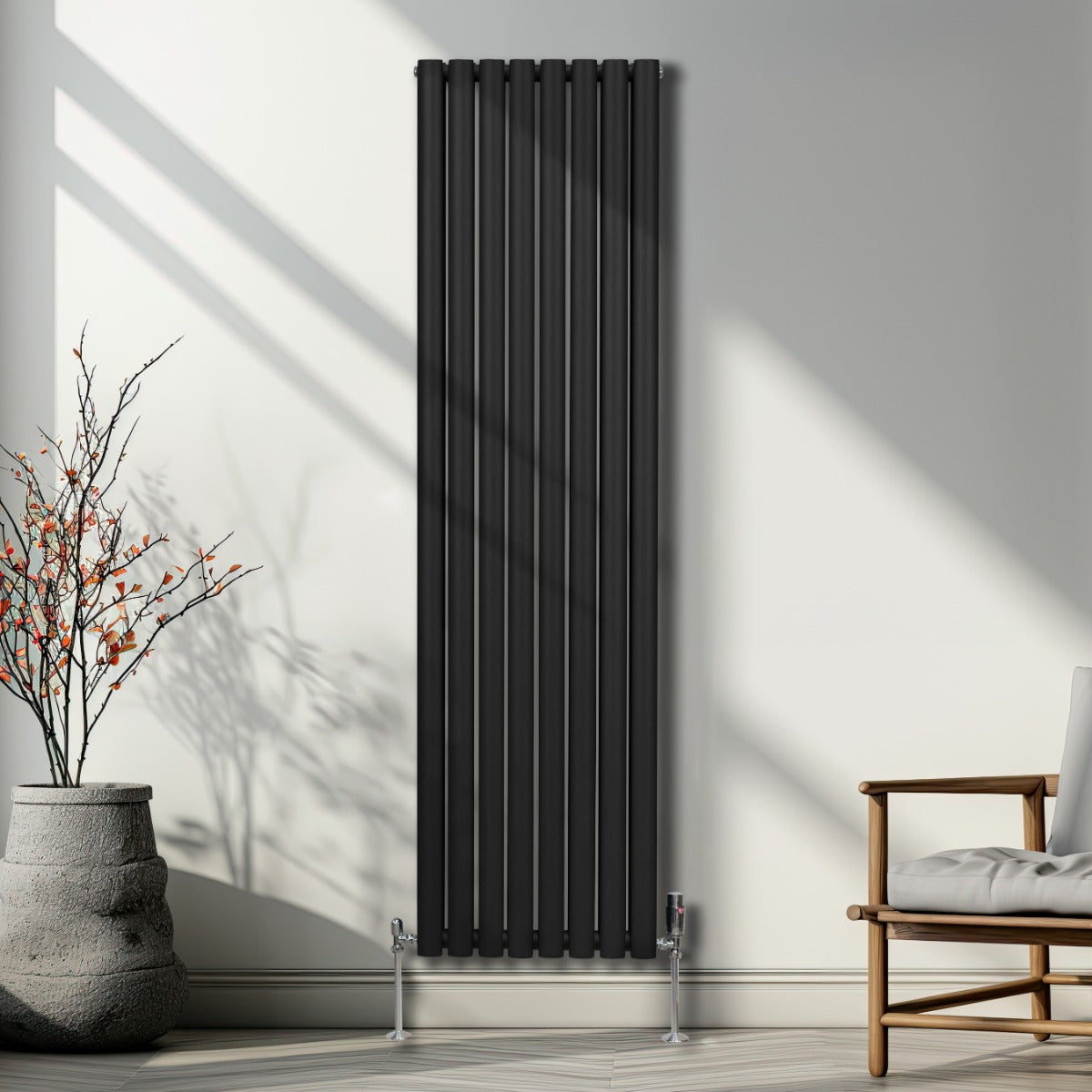 Radiatorer med Ovala Kolumner – 1800mm x 480mm – Svart