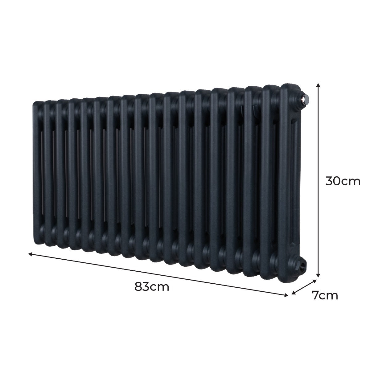 Traditionell 2-kolumns radiator - 300 x 832 mm – Antracitgrå