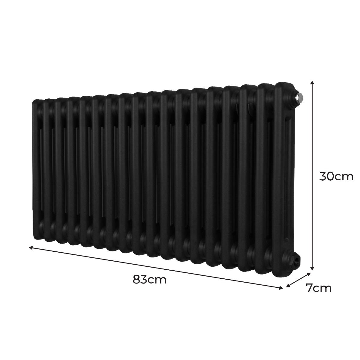Traditionell 2-kolumns radiator - 300 x 832 mm – Svart