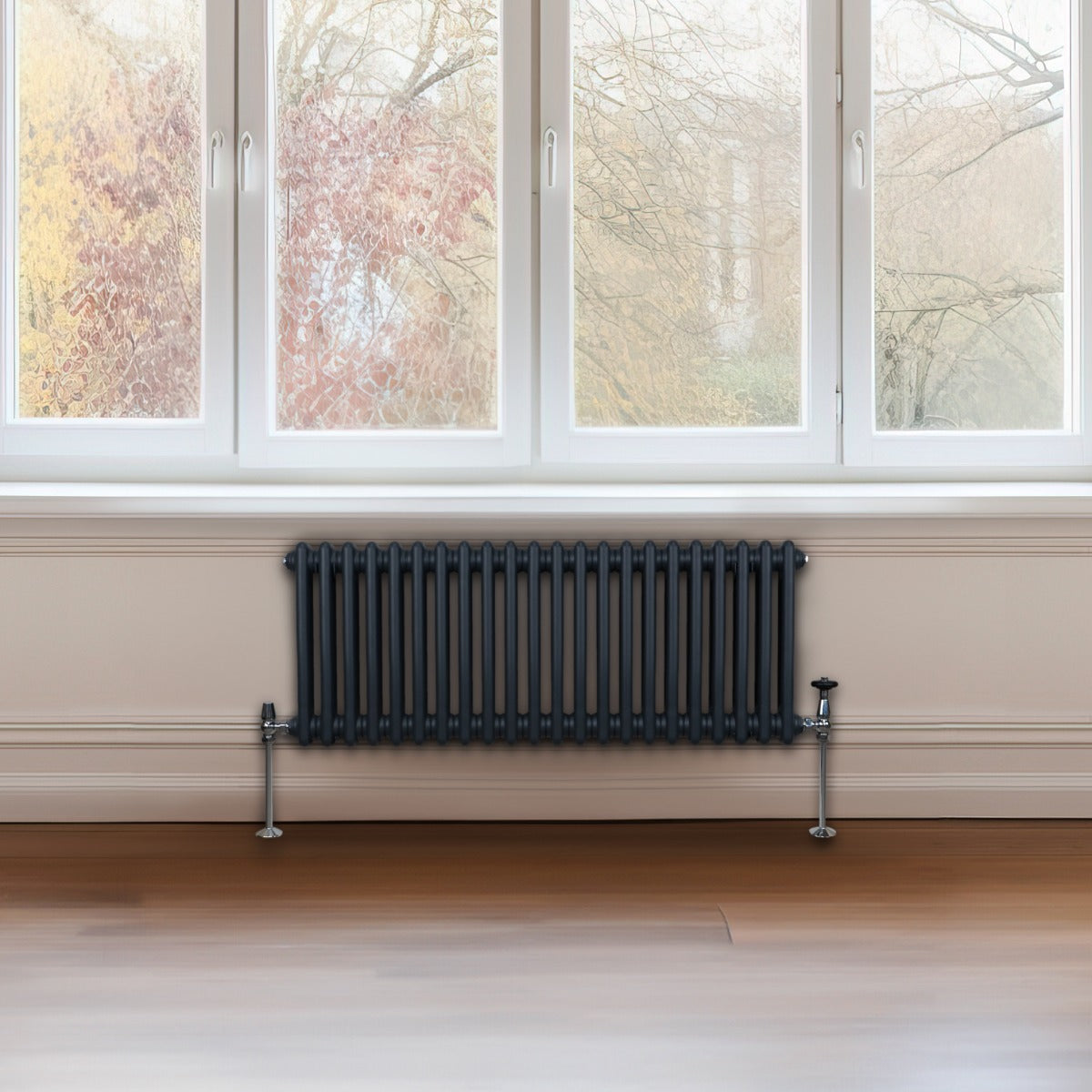 Traditionell 2-kolumns radiator - 300 x 1012 mm – Antracitgrå