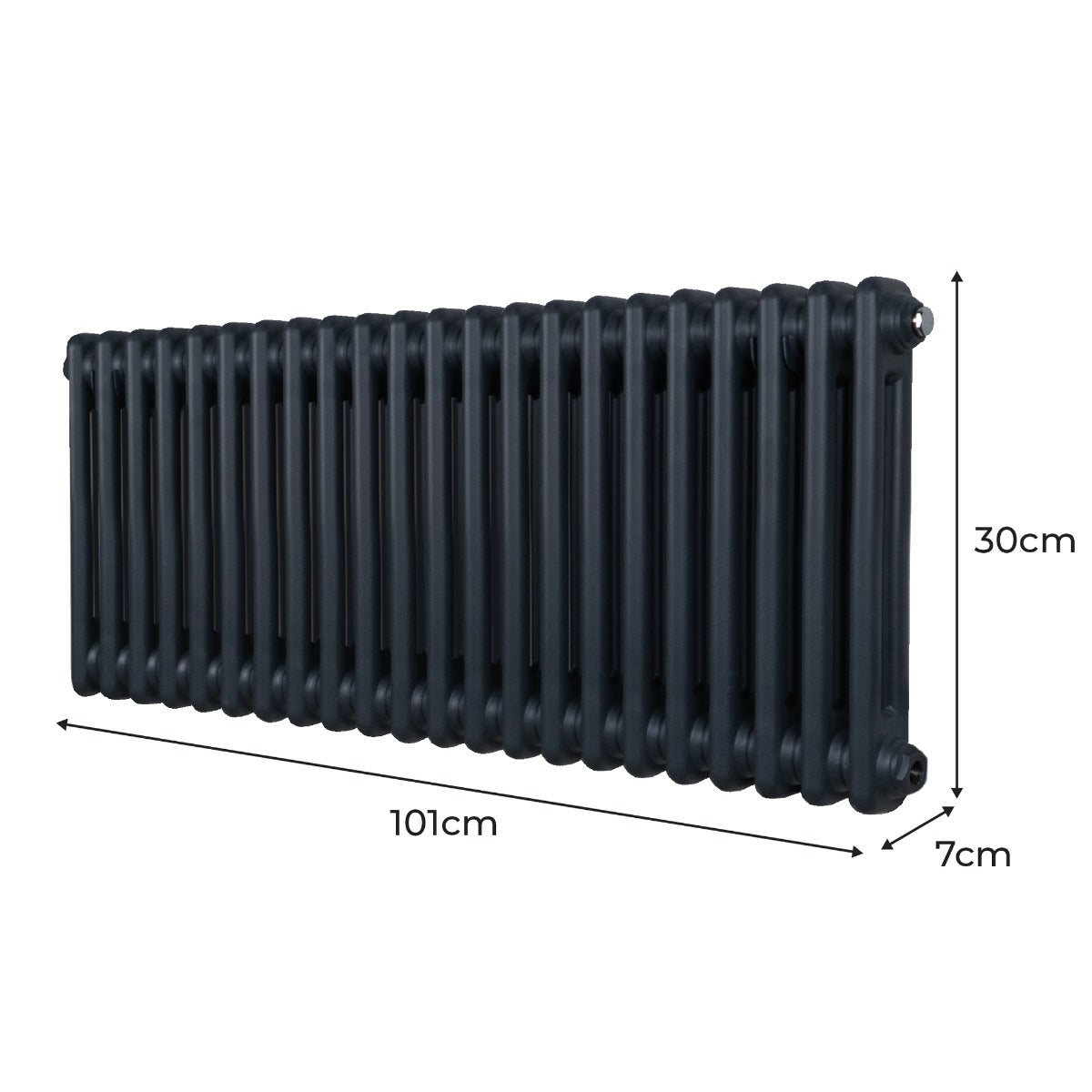 Traditionell 2-kolumns radiator - 300 x 1012 mm – Antracitgrå