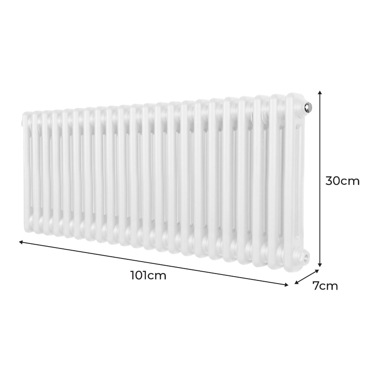 Traditionell 2-kolumns radiator - 300 x 1012 mm – Vit