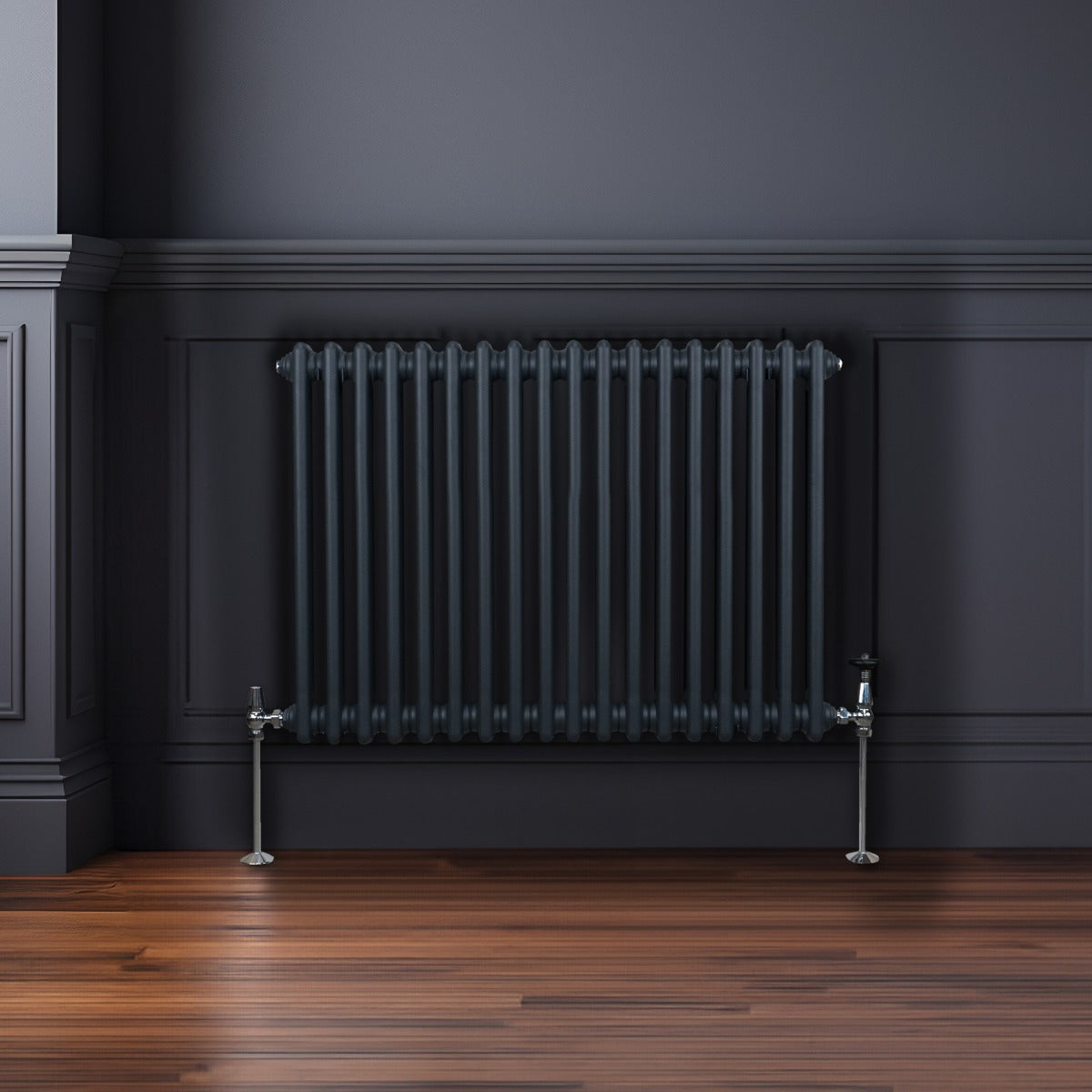 Traditionell 2-kolumns radiator - 600 x 832 mm – Antracitgrå