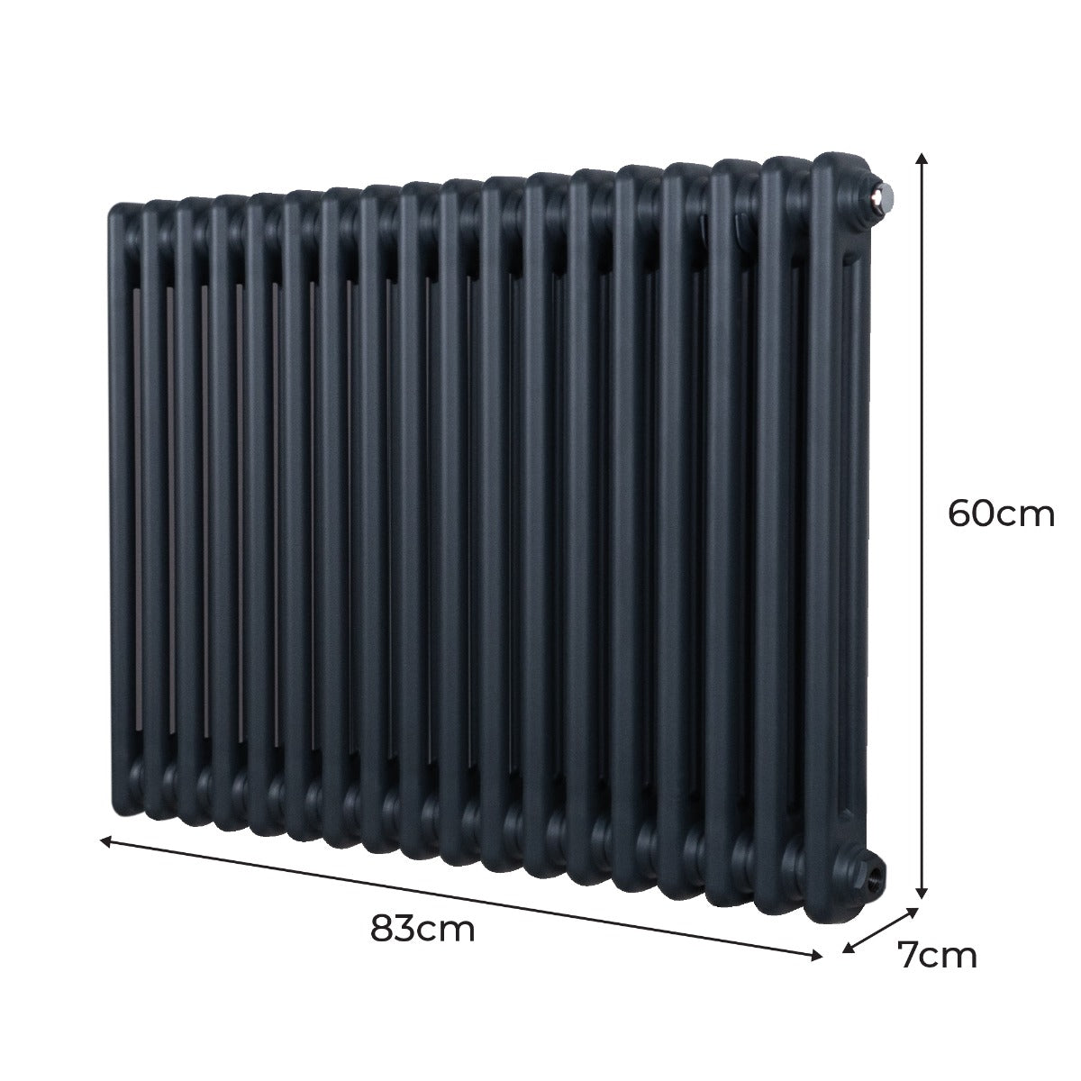 Traditionell 2-kolumns radiator - 600 x 832 mm – Antracitgrå