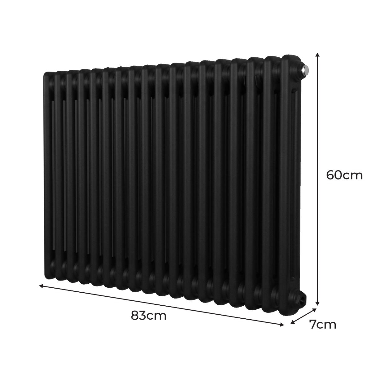 Traditionell 2-kolumns radiator - 600 x 832 mm - Svart