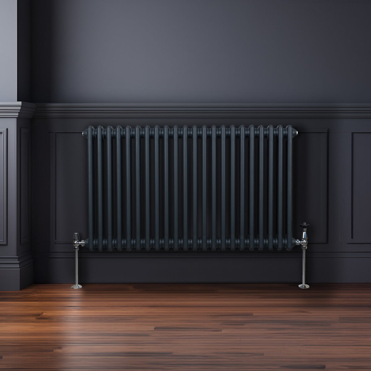Traditionell 2-kolumns radiator - 600 x 1012 mm – Antracitgrå