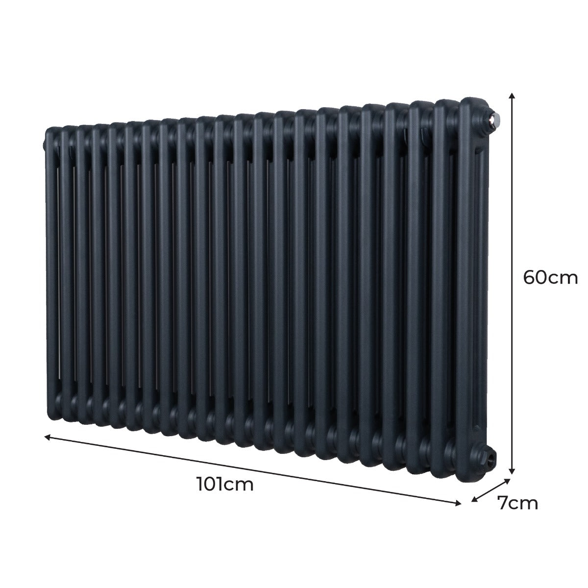 Traditionell 2-kolumns radiator - 600 x 1012 mm – Antracitgrå