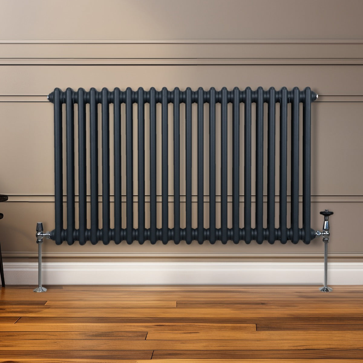 Traditionell 2-kolumns radiator - 600 x 1012 mm – Antracitgrå