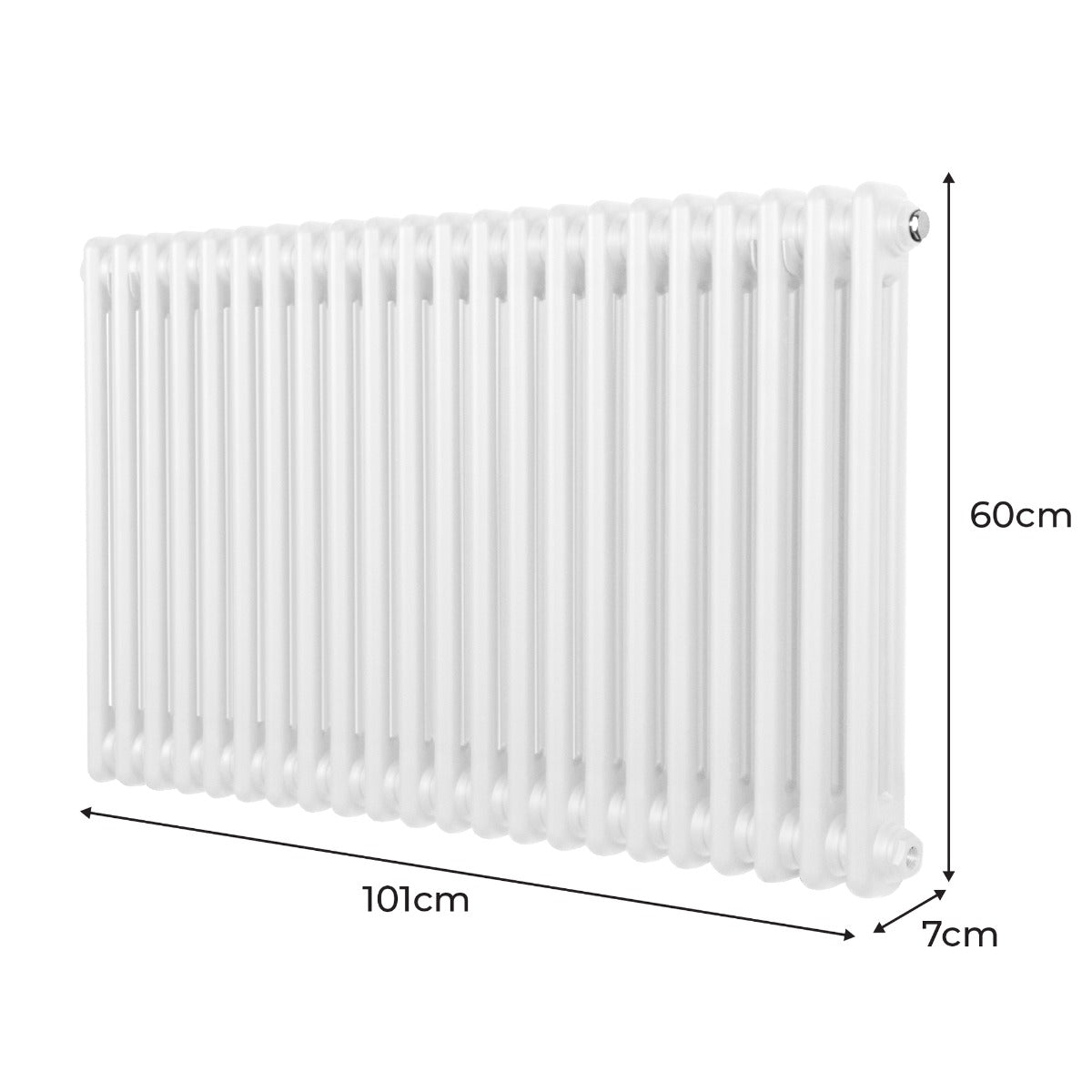 Traditionell 2-kolumns radiator - 600 x 1012 mm – Vit