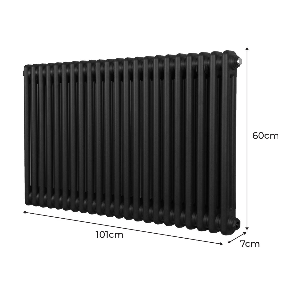 Traditionell 2-kolumns radiator - 600 x 1012 mm – Svart