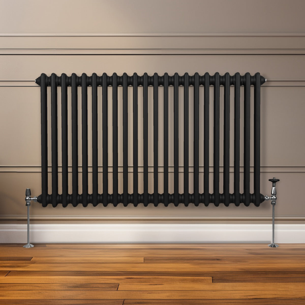 Traditionell 2-kolumns radiator - 600 x 1012 mm – Svart