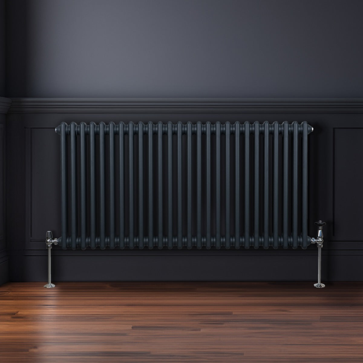 Traditionell 2-kolumns radiator - 600 x 1192 mm – Antracitgrå