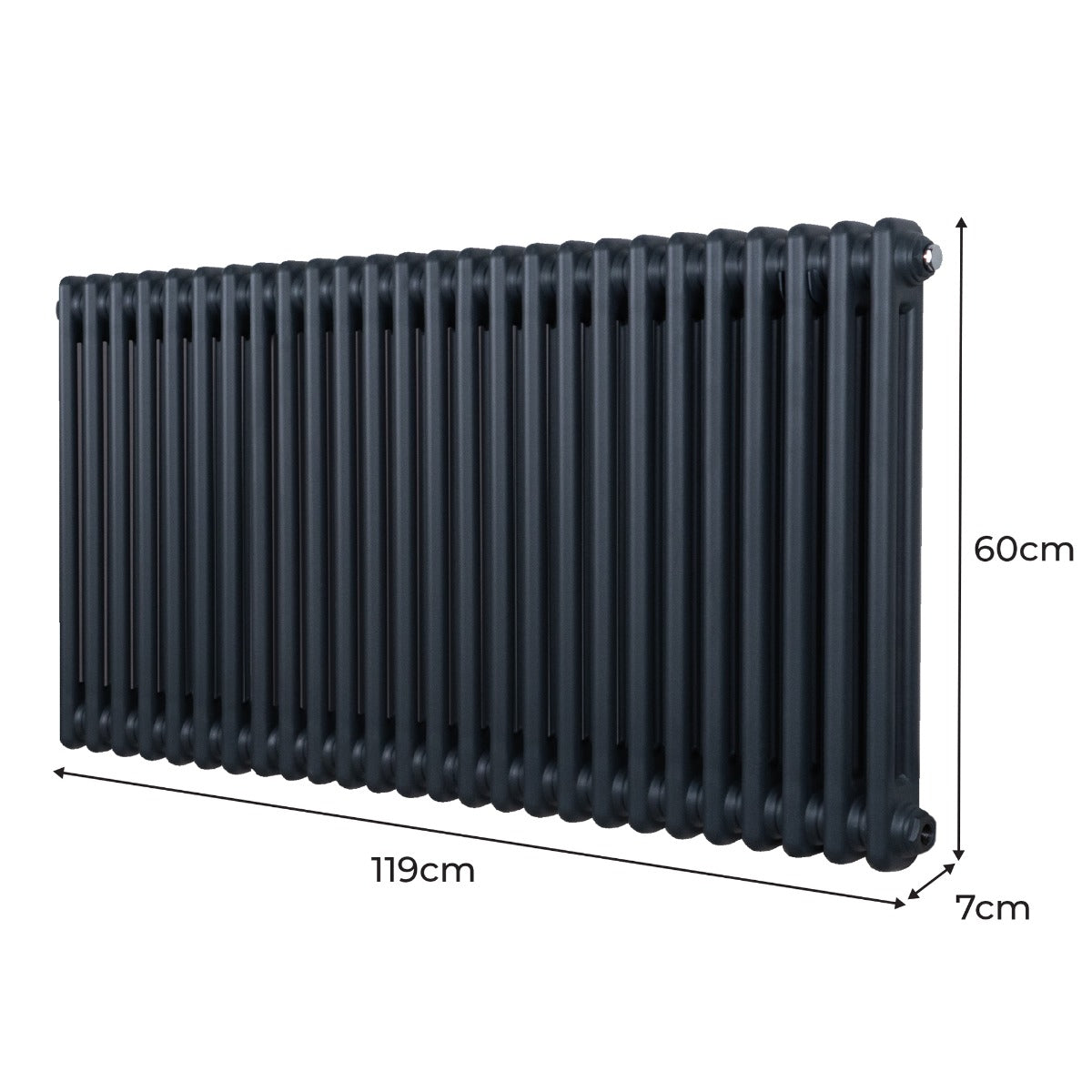 Traditionell 2-kolumns radiator - 600 x 1192 mm – Antracitgrå