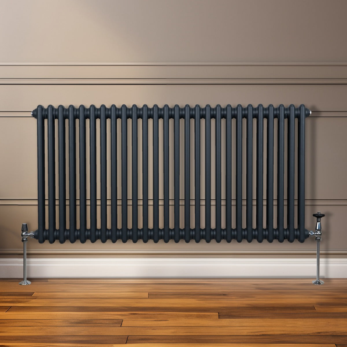 Traditionell 2-kolumns radiator - 600 x 1192 mm – Antracitgrå