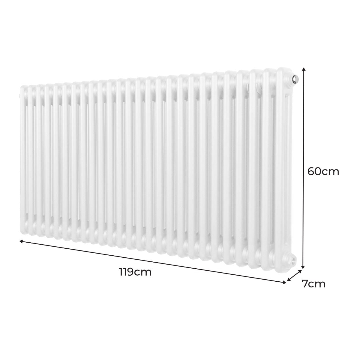 Traditionell 2-kolumns radiator - 600 x 1192 mm – Vit