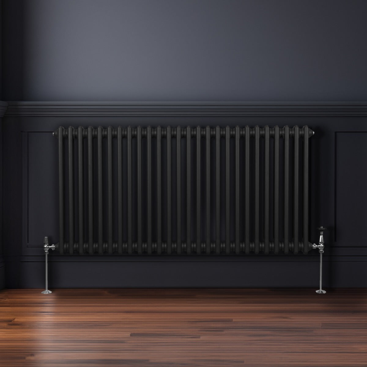 Traditionell 2-kolumns radiator - 600 x 1192 mm – Svart