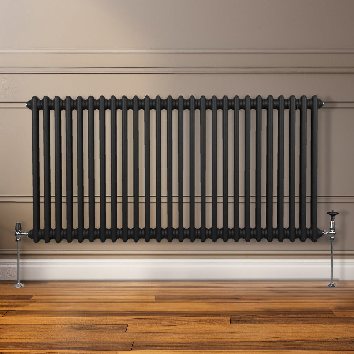 Traditionell 2-kolumns radiator - 600 x 1192 mm – Svart