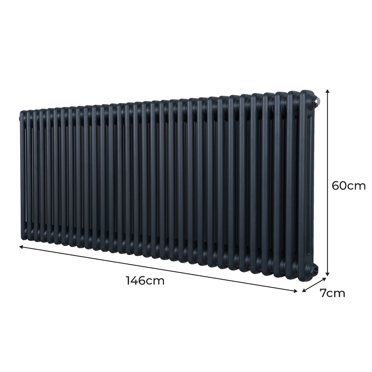 Traditionell 2-kolumns radiator - 600 x 1462 mm – Antracitgrå
