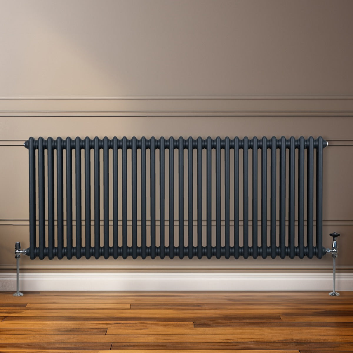 Traditionell 2-kolumns radiator - 600 x 1462 mm – Antracitgrå