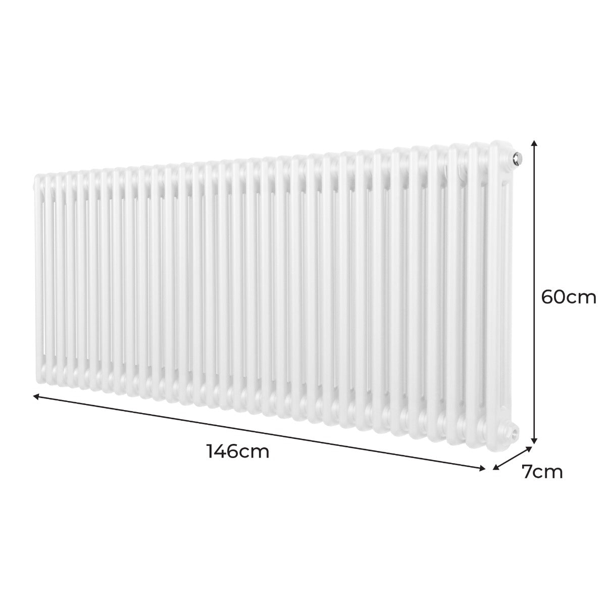 Traditionell 2-kolumns radiator - 600 x 1462 mm – Vit