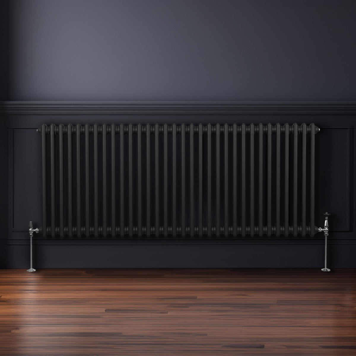 Traditionell 2-kolumns radiator - 600 x 1462 mm – Svart